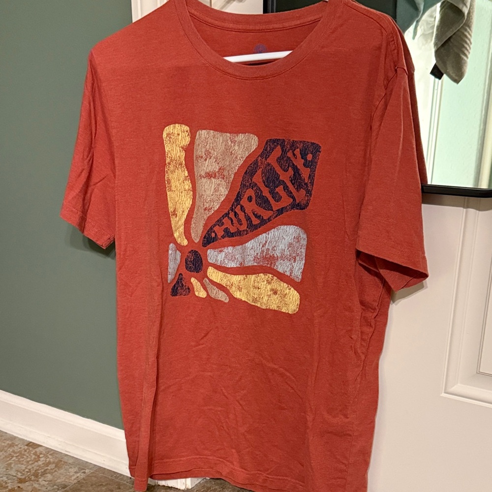 Hurley Rust Orange Short-Sleeve Tee with Multicolor Retro Graphic